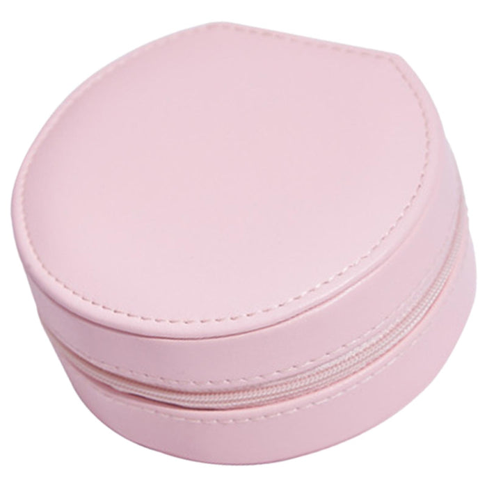 Crofta Jewelry Storage Case Multi-Layer Round with Mirror for Necklace Gifts Girls pink