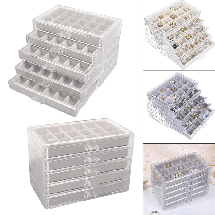 Crofta 75 Grids Earring Storage Organizer Display Case for Necklace Women Girls