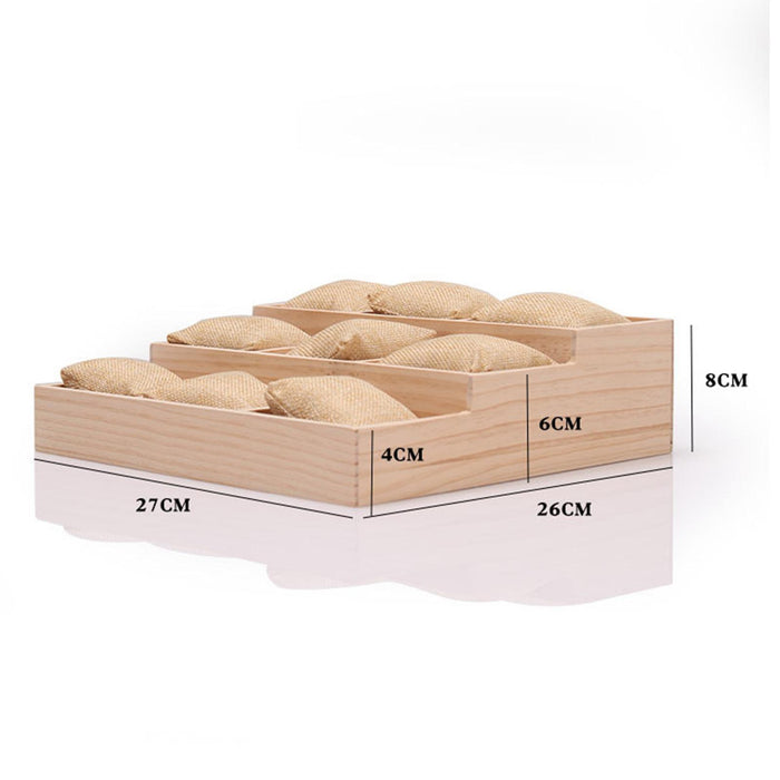 Crofta Watch Display Tray Wooden Display Box Watch Holder for Gifts Shop Countertop Linen cloth