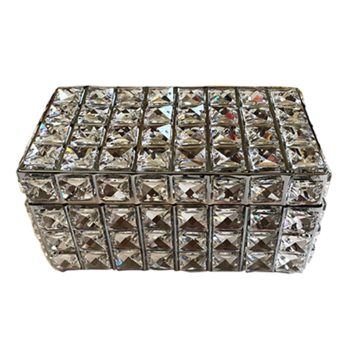 Crofta Crystal Jewelry Box Elegant Trinket Organizer for Watches Earrings Necklaces Silver