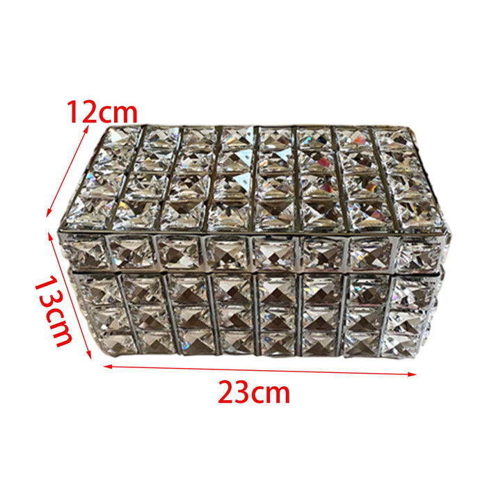 Crofta Crystal Jewelry Box Elegant Trinket Organizer for Watches Earrings Necklaces Silver