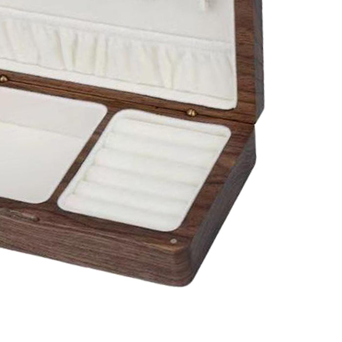 Crofta Wooden Jewelry Box Holder Rectangle Jewelry Case for Wedding Home Decoration black walnut white