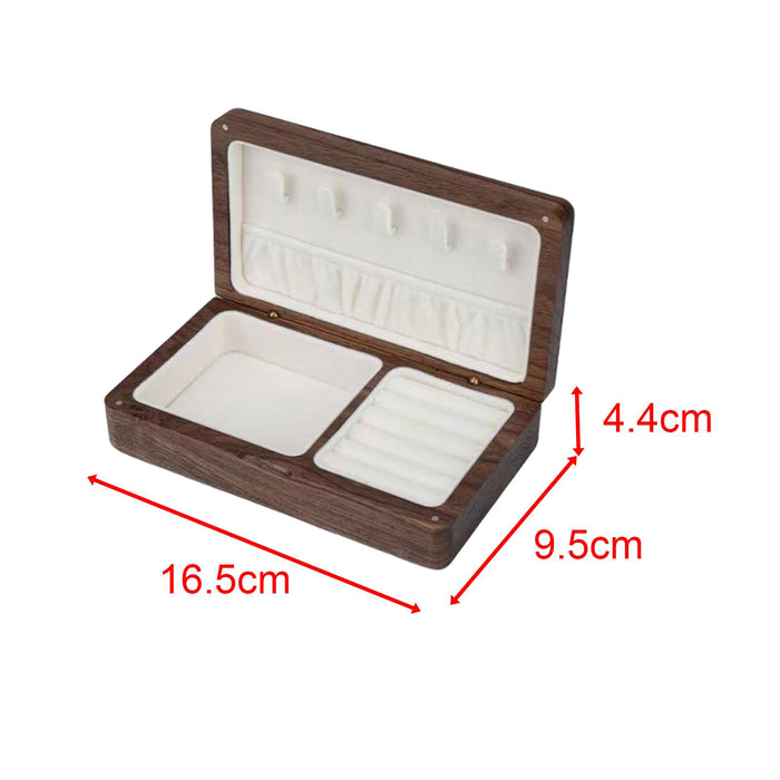 Crofta Wooden Jewelry Box Holder Rectangle Jewelry Case for Wedding Home Decoration black walnut white