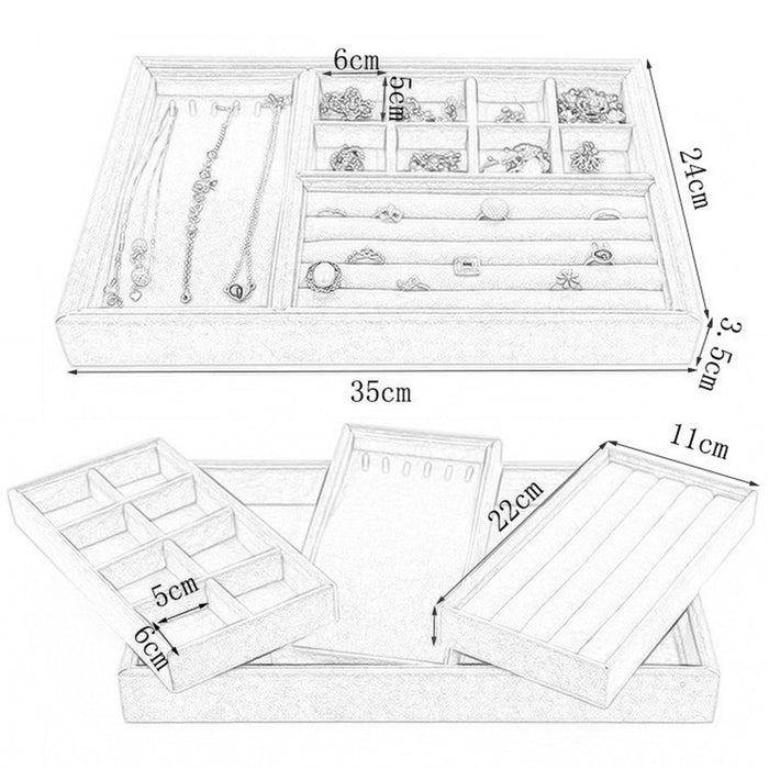 Crofta Jewelry Tray Organizer Storage Organizer Multi Dividers Jewelry Storage Tray Brown