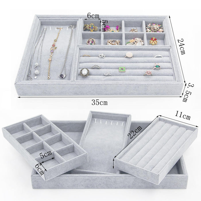 Crofta Jewelry Tray Organizer Storage Organizer Multi Dividers Jewelry Storage Tray Gray