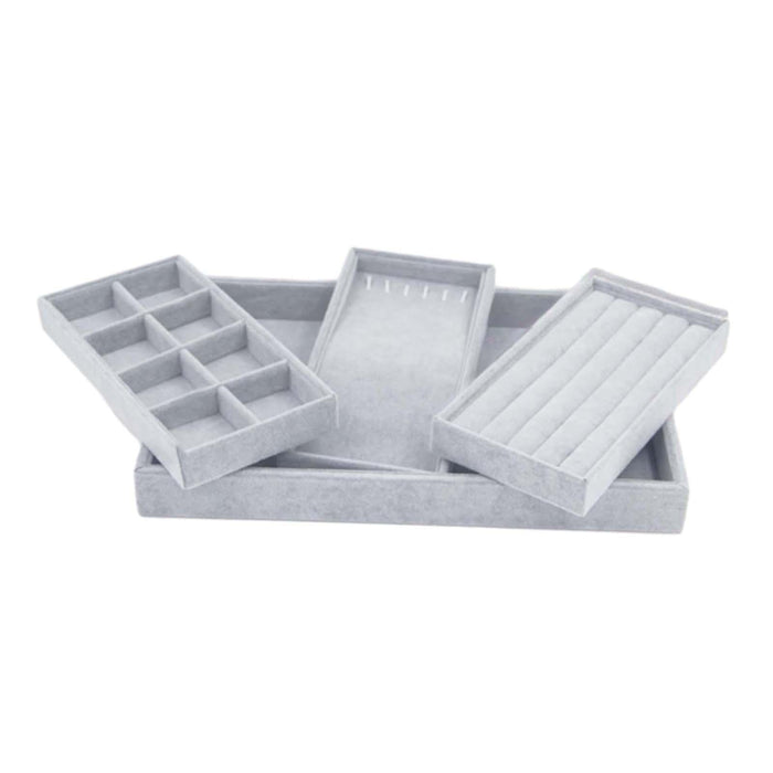 Crofta Jewelry Tray Organizer Storage Organizer Multi Dividers Jewelry Storage Tray Gray