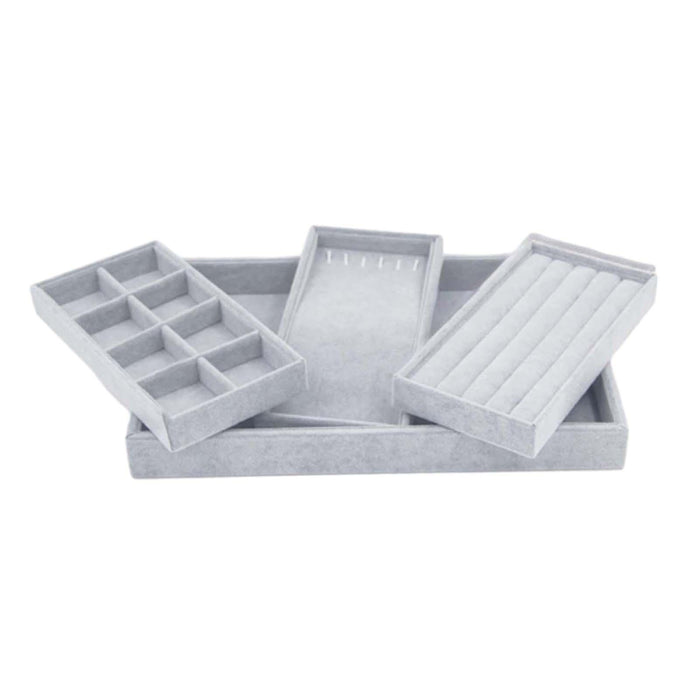 Crofta Jewelry Tray Organizer Storage Organizer Multi Dividers Jewelry Storage Tray Gray