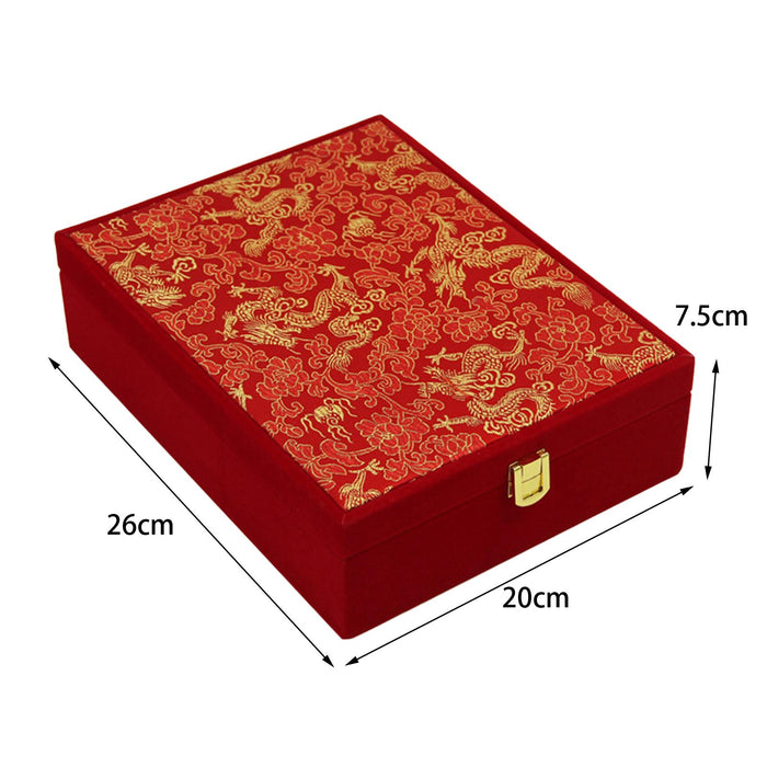 Crofta Wedding Jewelry Set Gift Box Red Velvet Jewelry Box for Valentine Gift Gifts 20cmx26cmx7.5cm