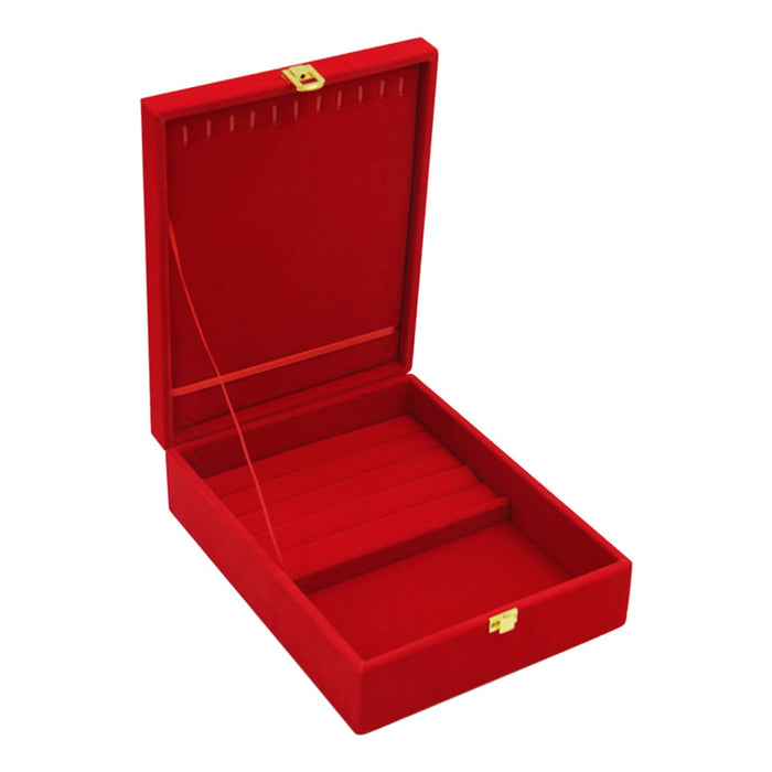 Crofta Wedding Jewelry Set Gift Box Red Velvet Jewelry Box for Valentine Gift Gifts 20cmx26cmx7.5cm