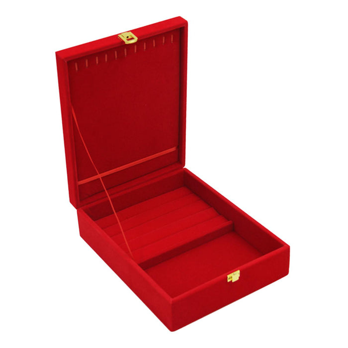 Crofta Wedding Jewelry Set Gift Box Red Velvet Jewelry Box for Valentine Gift Gifts 20cmx26cmx7.5cm