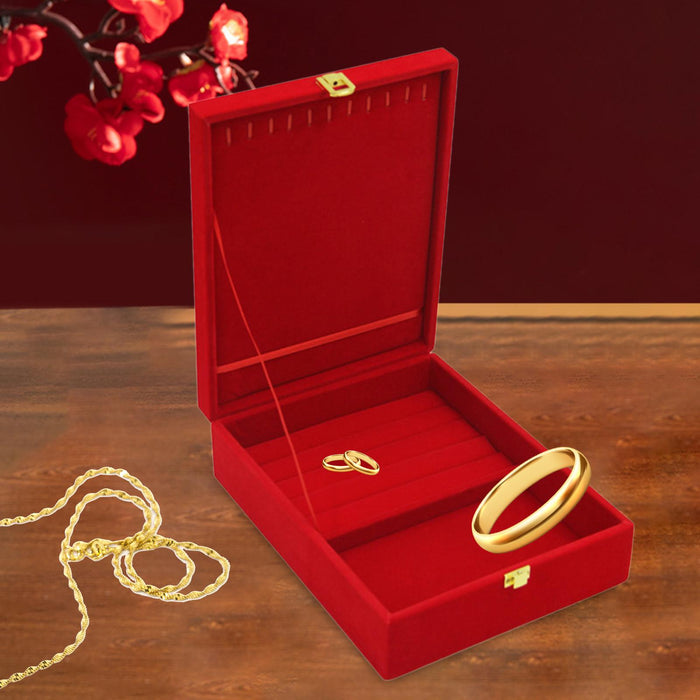 Crofta Wedding Jewelry Set Gift Box Red Velvet Jewelry Box for Valentine Gift Gifts 20cmx26cmx7.5cm