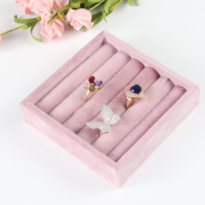 Crofta Jewelry Organizer Velvet Jewelry Display for Home Shop Gifts for Girls Women Square Rings Tray