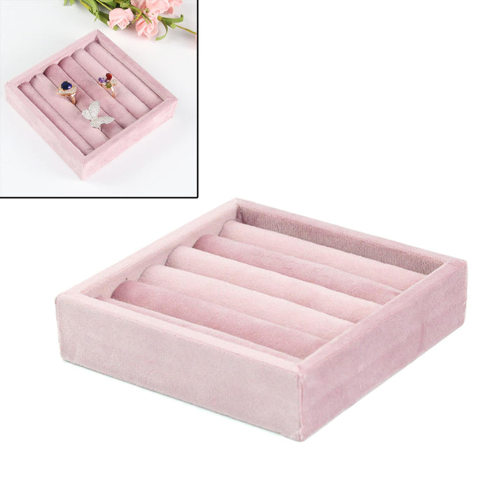 Crofta Jewelry Organizer Velvet Jewelry Display for Home Shop Gifts for Girls Women Square Rings Tray