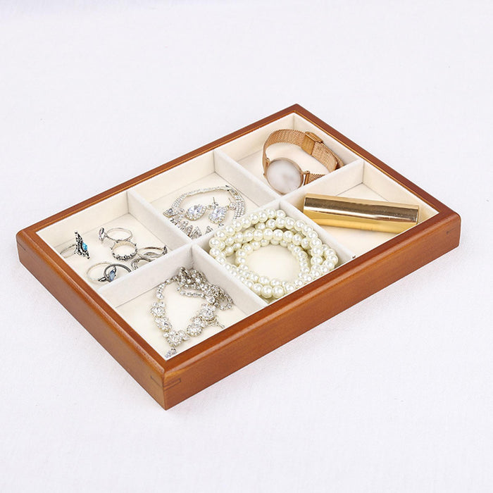 Crofta Jewelry Box Wooden Travel Earring Organizer Tray for Store Display Home Shop Ring and Tray