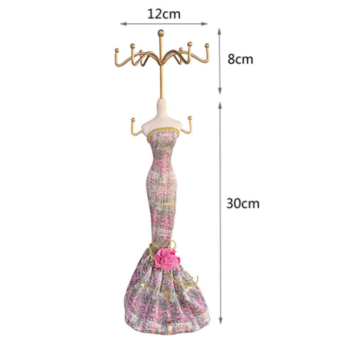 Crofta Princess Dress Mannequin Jewelry Display Stand Rack for Apartment Girls 12cmx38cm