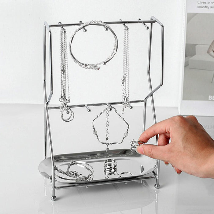 Crofta Jewelry Display Stand Tabletop Jewelry Holder for Watches Necklaces Ear Stud Square