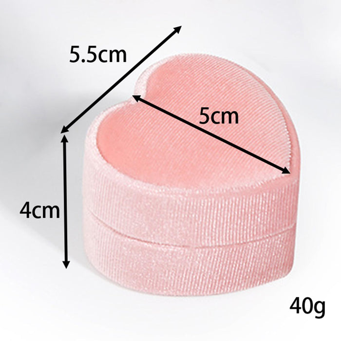 Crofta Heart Shape Ring Bearer Box Gift Box Jewelry Storage Box Durable Ring Holder Pink