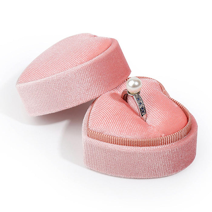 Crofta Heart Shape Ring Bearer Box Gift Box Jewelry Storage Box Durable Ring Holder Pink