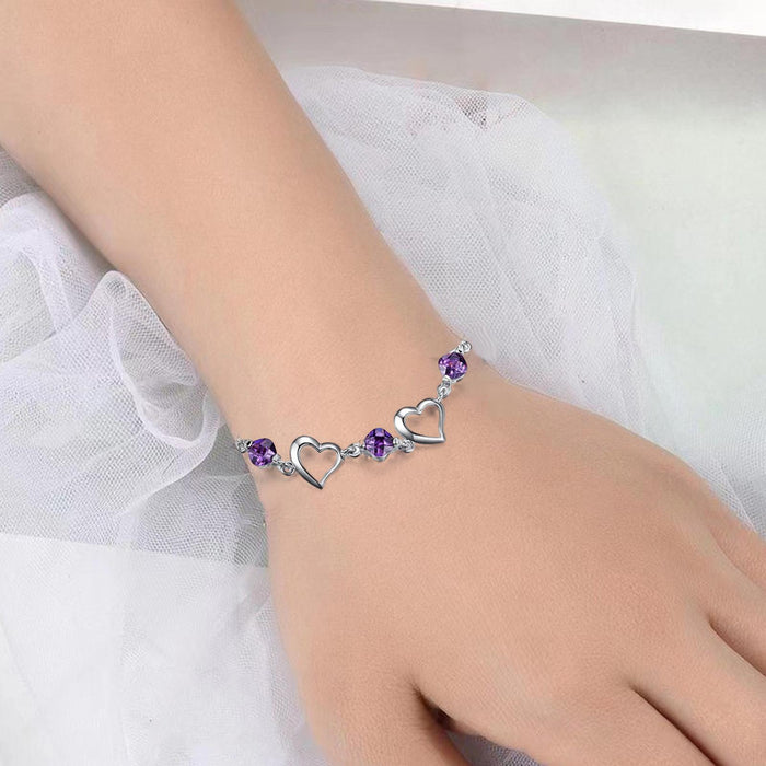 Crofta Bracelet for Women Couple Bracelet Link Chain Bracelet for Daughter Mom Wife Single Heart 17.2cm