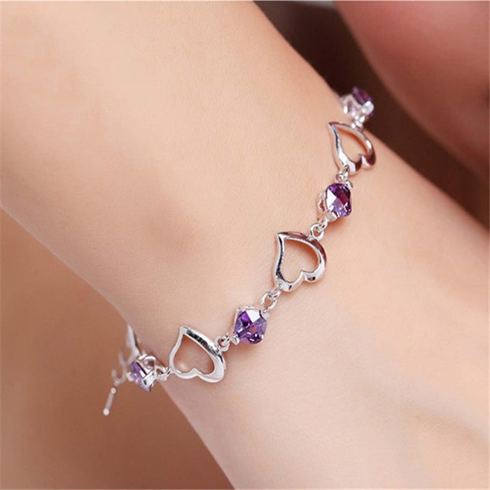 Crofta Bracelet for Women Couple Bracelet Link Chain Bracelet for Daughter Mom Wife Single Heart 17.2cm