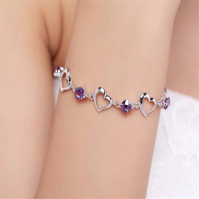 Crofta Bracelet for Women Couple Bracelet Link Chain Bracelet for Daughter Mom Wife Single Heart 17.2cm