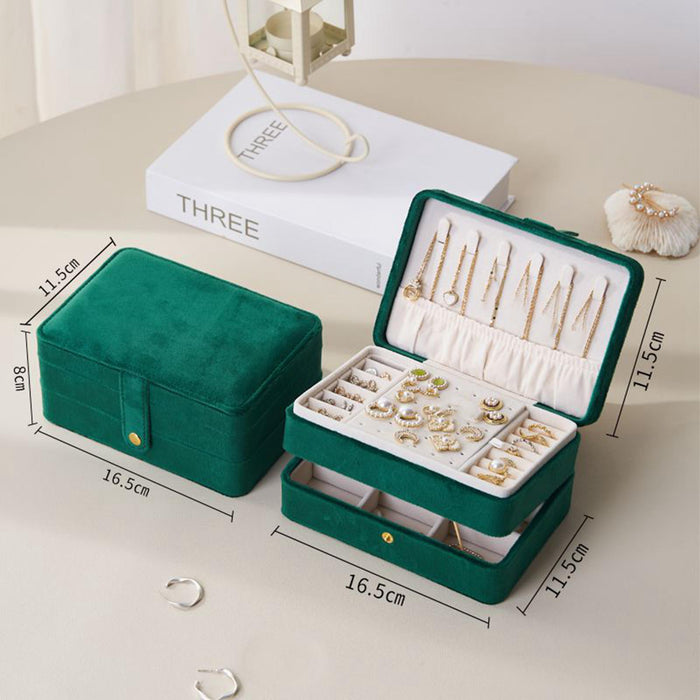 Crofta Jewelry Storage Box Chic Jewelry Organizer Display for Pendant Earrings Stud Green