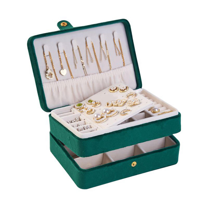 Crofta Jewelry Storage Box Chic Jewelry Organizer Display for Pendant Earrings Stud Green