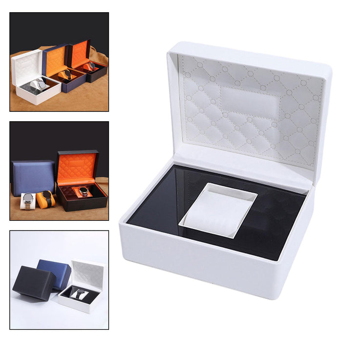 Crofta Single Watch Storage Box Organizer Luxury for Wristwatches and Smart Watches white