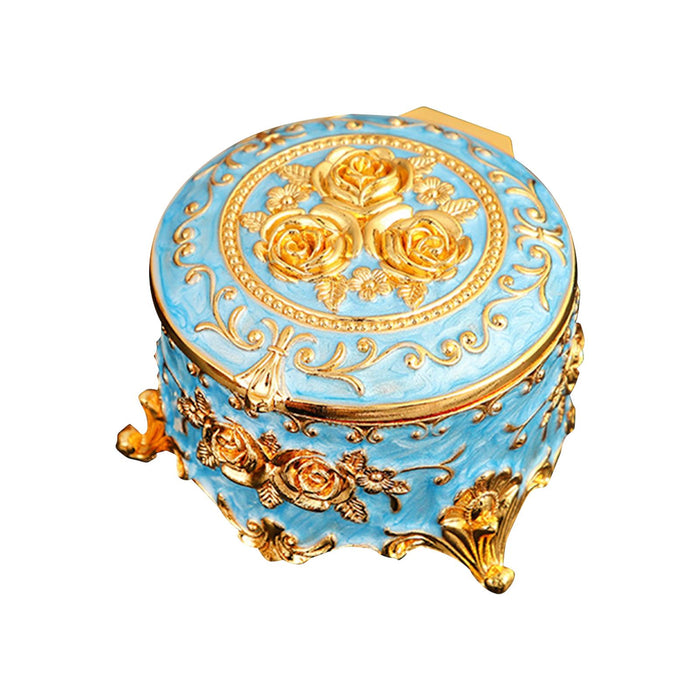 Crofta Small Jewelry Box Portable Tabletop Jewelry Case for Earrings Rings Pendants Blue