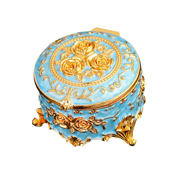 Crofta Small Jewelry Box Portable Tabletop Jewelry Case for Earrings Rings Pendants Blue