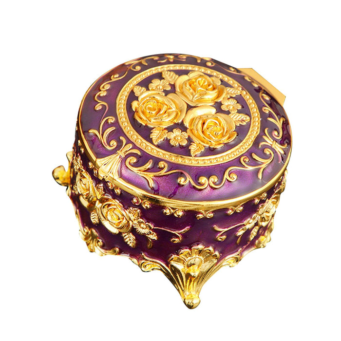 Crofta Small Jewelry Box Portable Tabletop Jewelry Case for Earrings Rings Pendants Purple