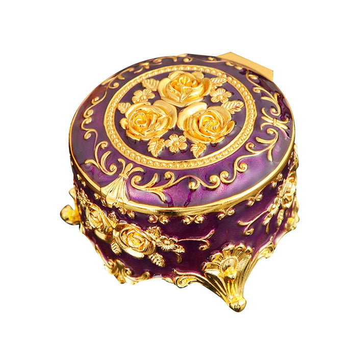 Crofta Small Jewelry Box Portable Tabletop Jewelry Case for Earrings Rings Pendants Purple