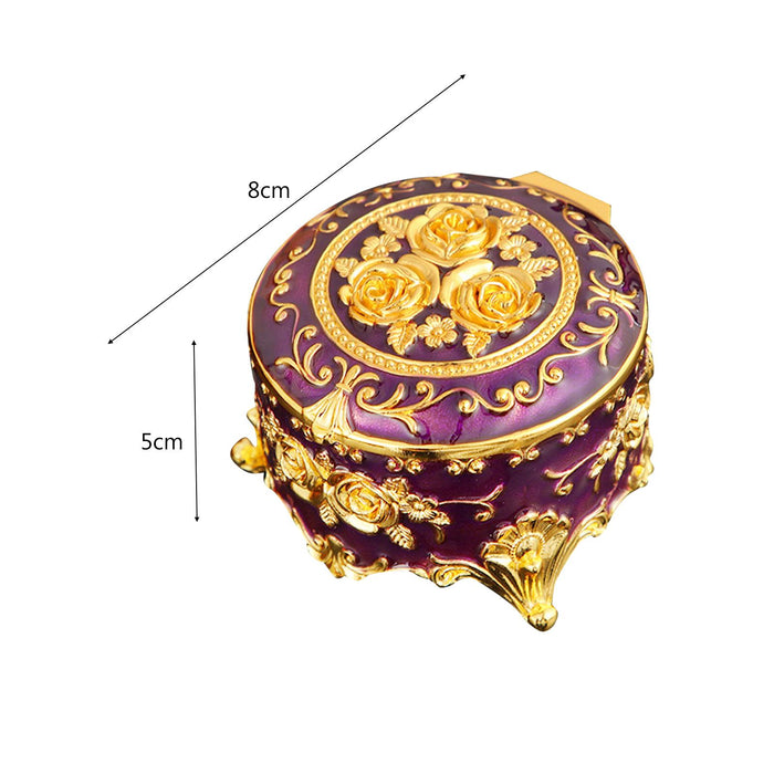 Crofta Small Jewelry Box Portable Tabletop Jewelry Case for Earrings Rings Pendants Purple