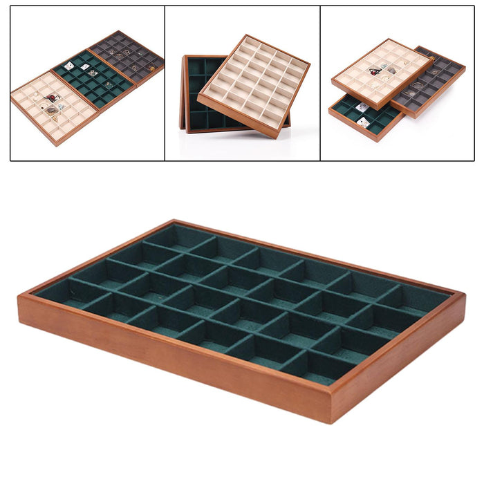 Crofta Jewelry Display Tray Stackable Storage Tray for Brooch Pin Necklace Earrings Green