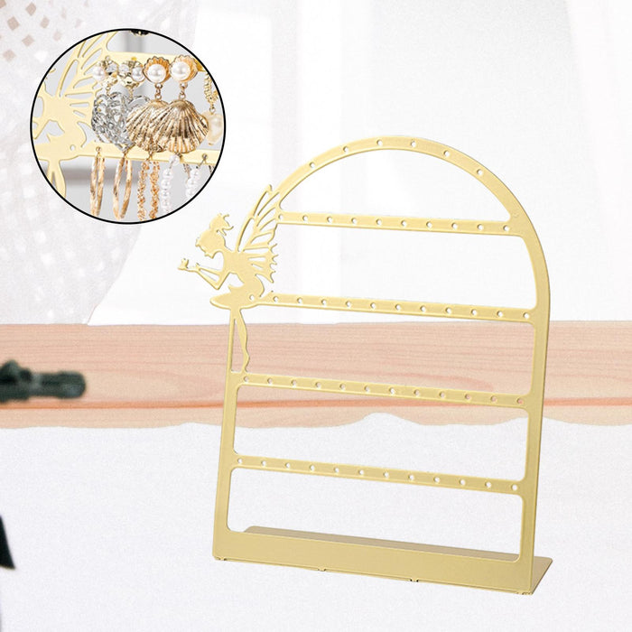 Crofta Earring Display Stand Jewelry Storage Rack Ear Stud Holder for Tabletop Home Golden