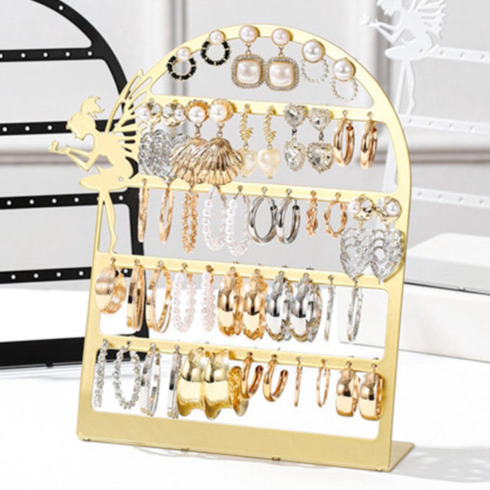 Crofta Earring Display Stand Jewelry Storage Rack Ear Stud Holder for Tabletop Home Golden