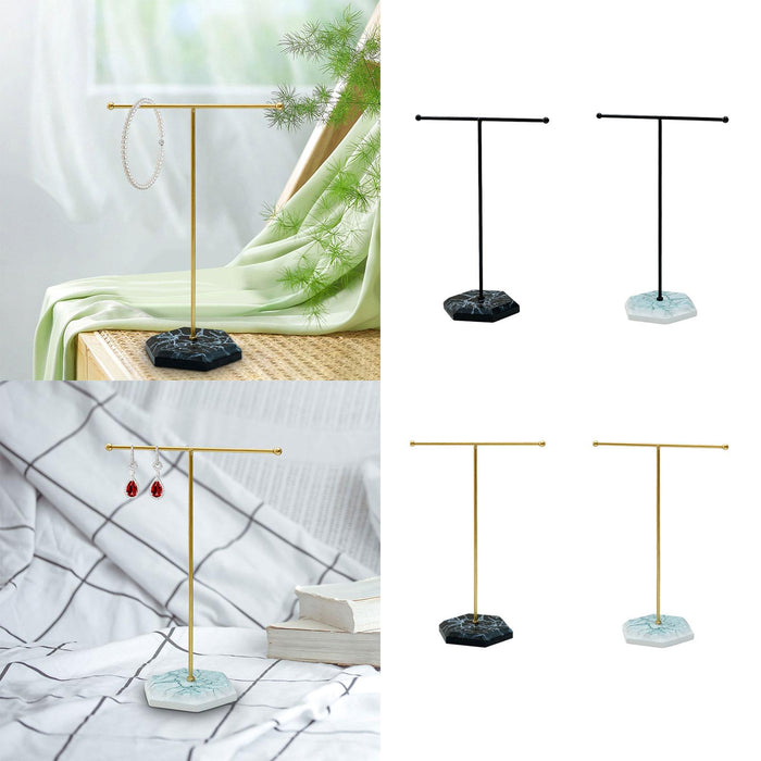 Crofta T Bar Jewelry Stand Display Jewelry Organizer Holder for Shopping Mall Props Black Black Base