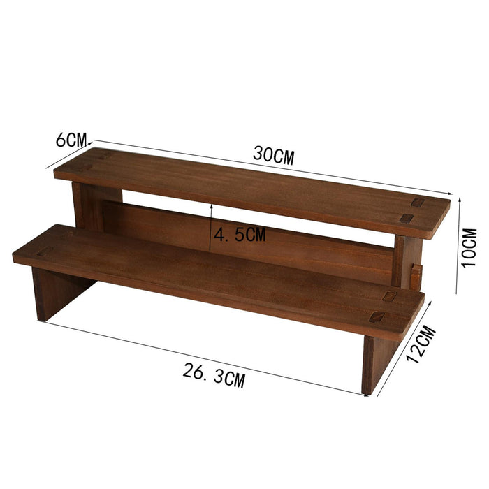 Crofta Wooden Display Riser Shelf Collectibles Display Stand for Dolls Figures Toys 2 Layer 30cm