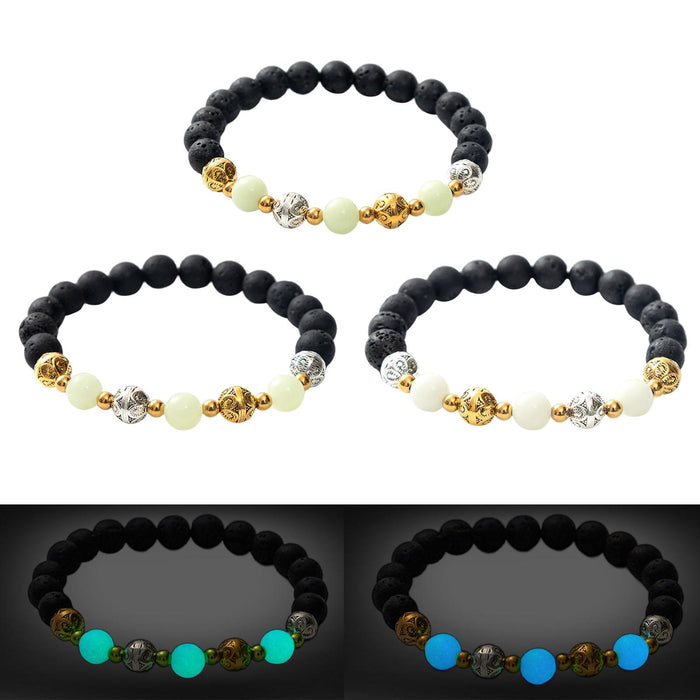 Crofta Luminous Bracelet Ball Beads Bracelet Women Couples Stylish Elastic Bracelet Yellow and Green