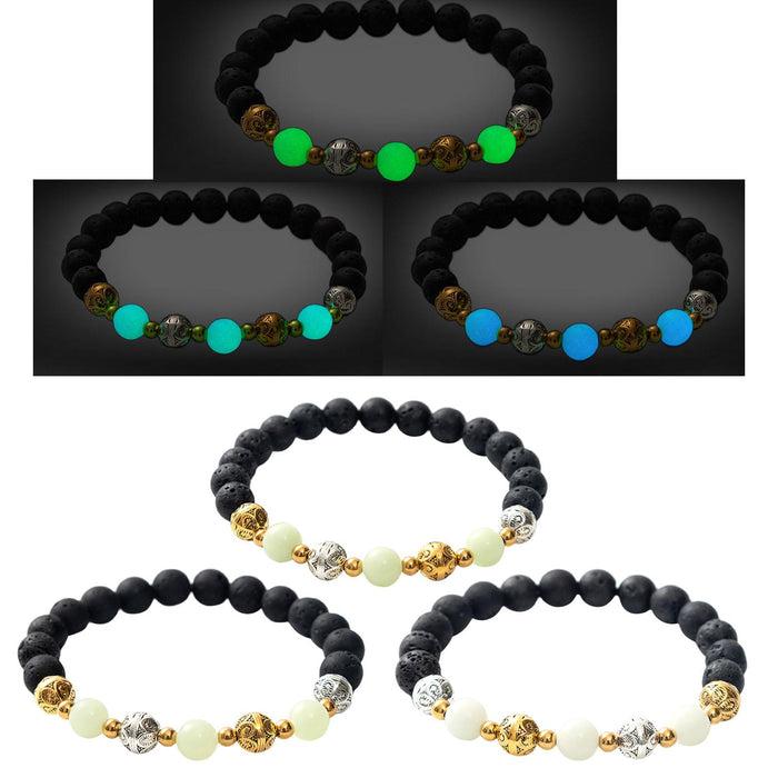 Crofta Luminous Bracelet Ball Beads Bracelet Women Couples Stylish Elastic Bracelet Yellow and Green