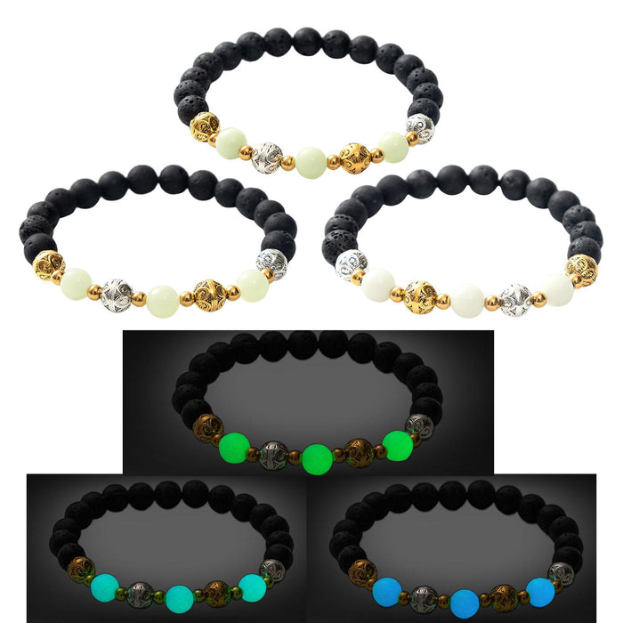 Crofta Luminous Bracelet Ball Beads Bracelet Women Couples Stylish Elastic Bracelet Yellow and Green