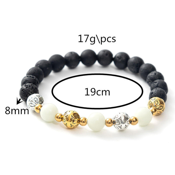 Crofta Luminous Bracelet Ball Beads Bracelet Women Couples Stylish Elastic Bracelet Blue