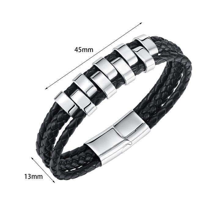 Crofta Braided Bracelet Gift Punk Rock Tribal Cuff Bracelet for Men Women Boyfriend Steel color