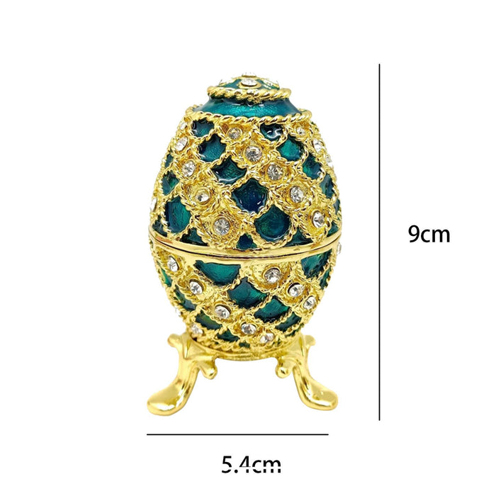 Crofta Easter Egg Trinket Box Unique Handcrafts Collectible Stylish Egg Jewelry Box Blue