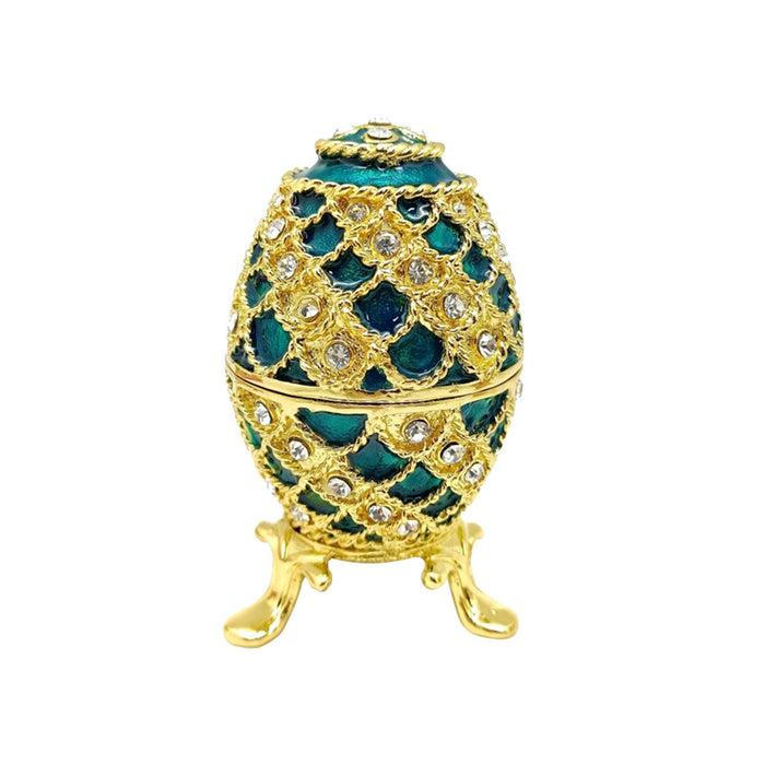 Crofta Easter Egg Trinket Box Unique Handcrafts Collectible Stylish Egg Jewelry Box Blue