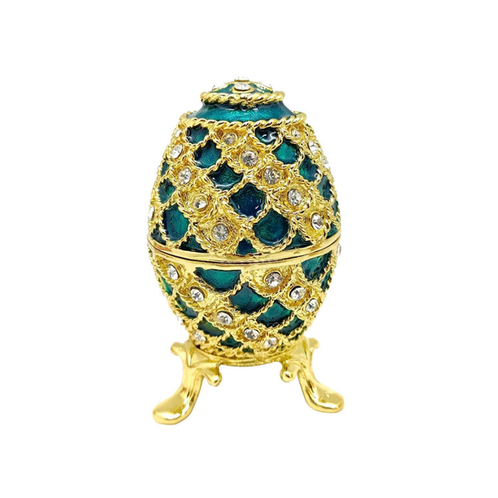 Crofta Easter Egg Trinket Box Unique Handcrafts Collectible Stylish Egg Jewelry Box Blue