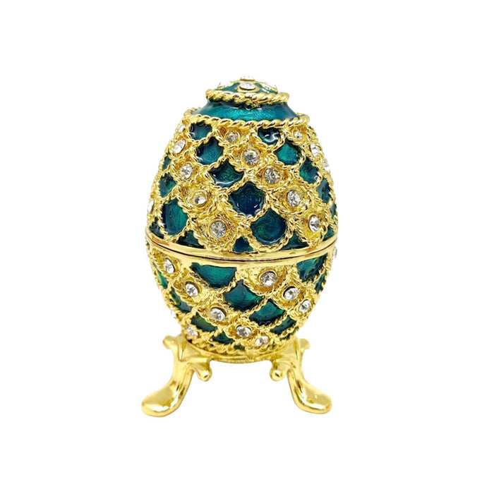 Crofta Easter Egg Trinket Box Unique Handcrafts Collectible Stylish Egg Jewelry Box Blue