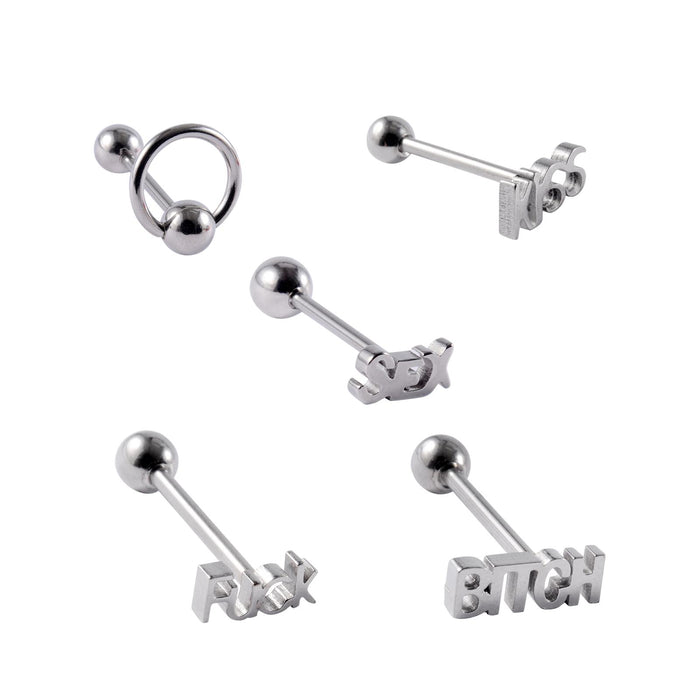 Crofta Tongue Stud Stainless Steel Letter Tongue Stud for Girls Boys Weddings Party A