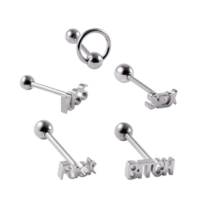 Crofta Tongue Stud Stainless Steel Letter Tongue Stud for Girls Boys Weddings Party A