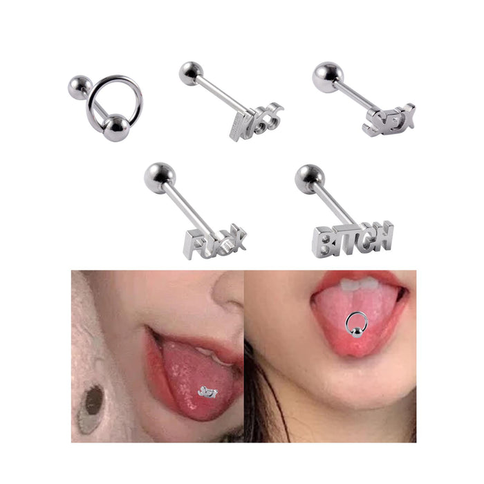 Crofta Tongue Stud Stainless Steel Letter Tongue Stud for Girls Boys Weddings Party A